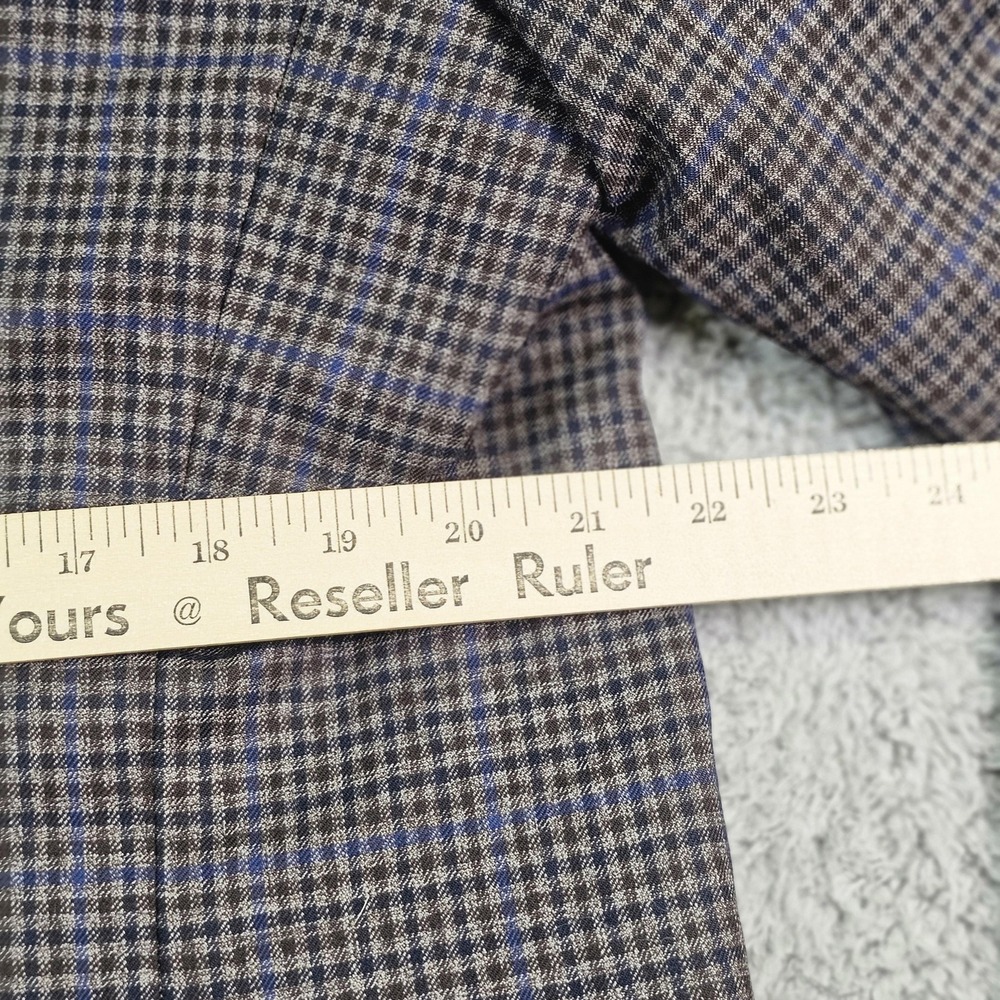 Jos. A. Bank Sport Coat Mens 46R Brown Plaid Wool Traveler Jacket Tailored Fit - Picture 9 of 15